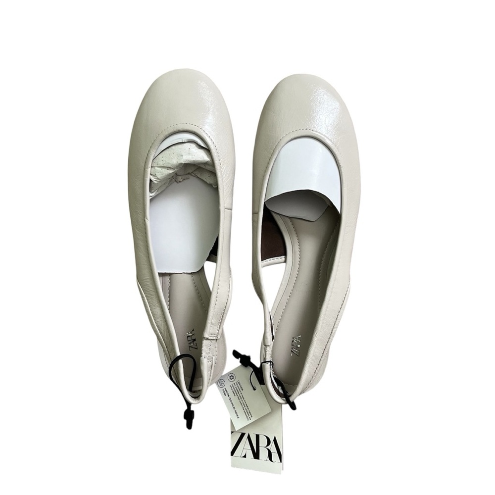 Zara Leather Slingback Ballet Flats White | Eco-Friendly | Sheep Leather Size 8 - Picture 4 of 9